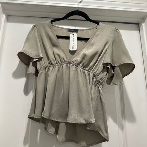 Women’s Sage Green Crinkled Satin Blouse - S